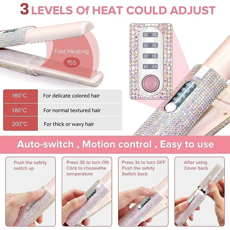 Wireless Hair Styler Flat Iron